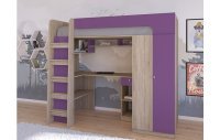 Кровать чердак Астра 10 Сонома/Фиолетовый
