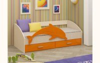 Детская кровать Дельфин-4 МДФ оранжевый, 80х160