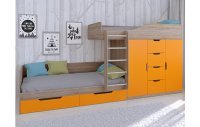 Кровать двухъярусная Астра 6  Сонома/Оранжевый