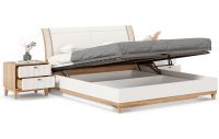 Бари Кровать двуспальная 1800 с подъёмным механизмом с тумбами (Дуб Золотой/Белый)