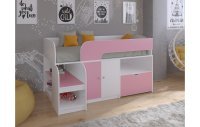 Кровать чердак Астра 9 V4 Белый/Розовый