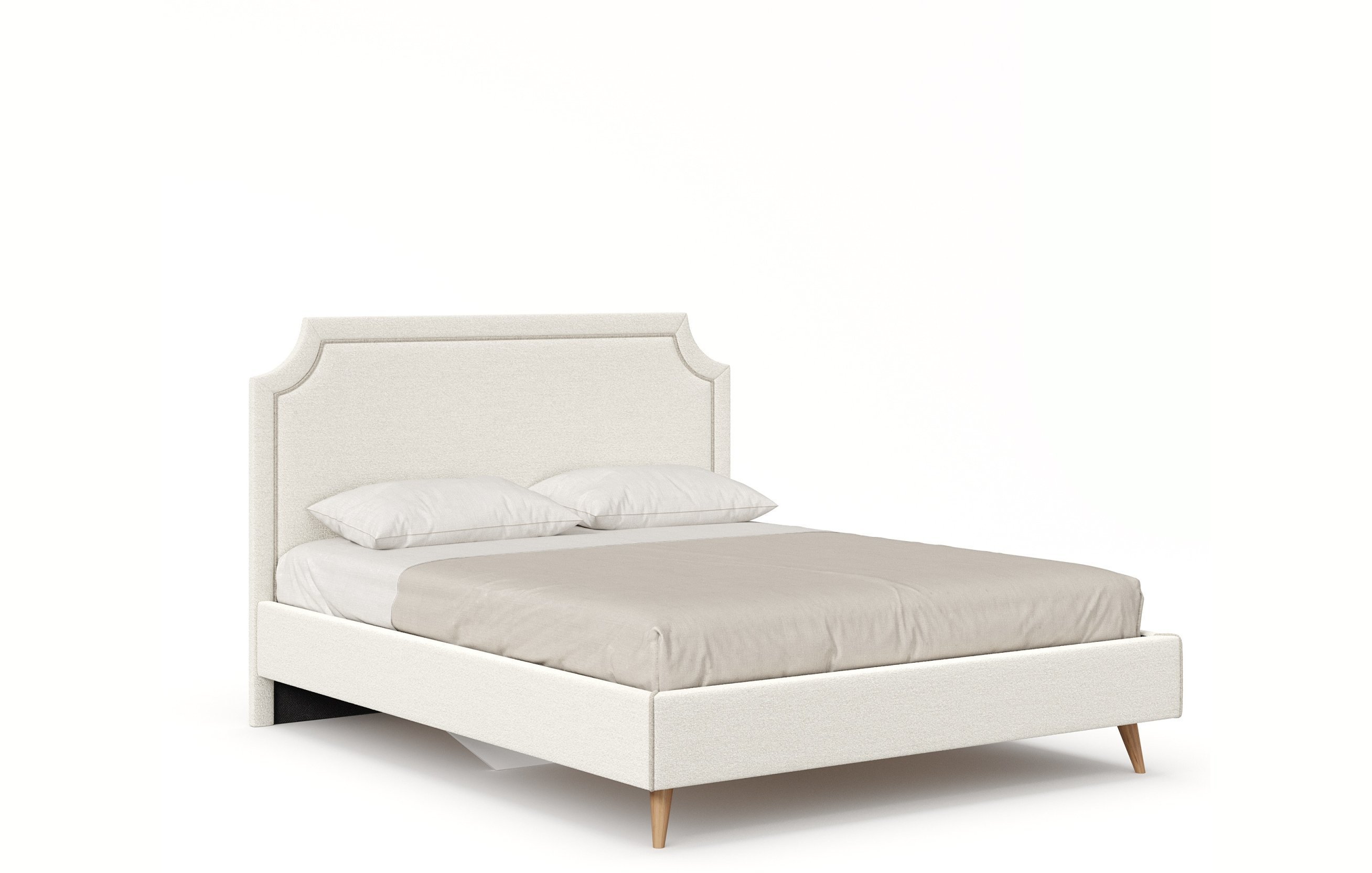 Николь Кровать 1600 с кроватным основанием (Молочный/Светло-серый)