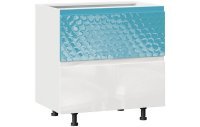 Айсбери Аквайт Тумба кухонная 800 с 2 ящиками (4) (Белый/Белый глянец+Голубой глянец)