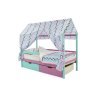 Детская кровать-домик Бельмарко Svogen мятный-лаванда с ящиками и бортиком