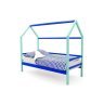 Детская кровать-домик Бельмарко Svogen мятно-синий с ящиками и бортиком