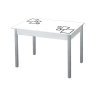 Альфа фотопечать стол обеденный раздвижной / квадраты на белом/бетон белый/металлик