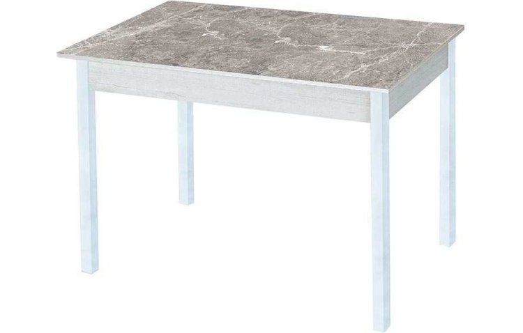 Альфа фотопечать стол обеденный раздвижной / серый мрамор/бетон белый/белый