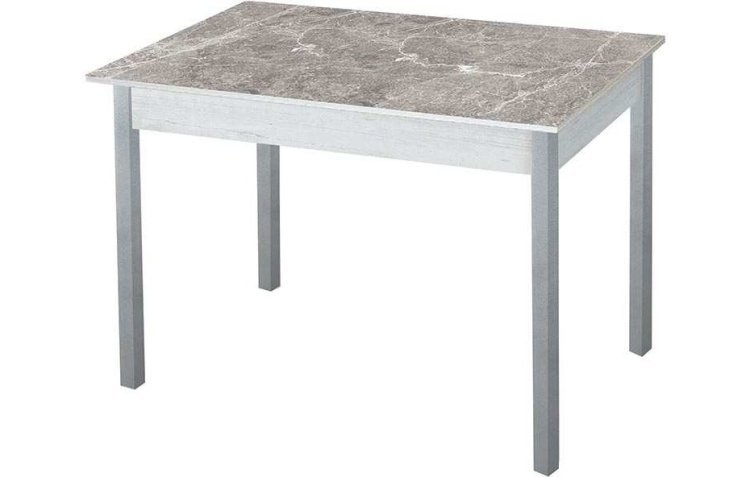 Альфа фотопечать стол обеденный раздвижной / серый мрамор/бетон белый/металлик
