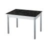Альфа фотопечать стол обеденный раздвижной / черный мрамор/бетон белый/металлик