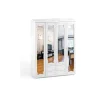 Шкаф 4-х дверный с ящиками и 4-я зеркалами Италия ИТ-64 белое дерево