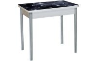 Бронкс фотопечать стол обеденный поворотно-раскладной / кристаллы/бетон белый/металлик