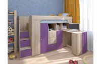 Кровать чердак Астра 11 Сонома/Фиолетовый