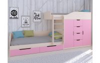 Кровать двухъярусная Астра 6 Дуб молочный/Розовый