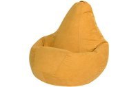 Кресло мешок груша L желтый велюр