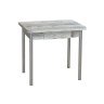 Эко 80х60 стол обеденный раскладной с ящиком / бетон темный/металлик