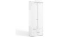 Шкаф 2-х дверный с ящиками (гл.410) Италия ИТ-44 белое дерево