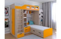 Кровать двухъярусная Астра 4  Сонома/Оранжевый