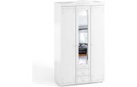 Шкаф 3-х дверный с ящиками и зеркалом Италия ИТ-57 белое дерево