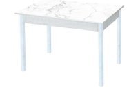 Альфа фотопечать стол обеденный раздвижной / белый мрамор/бетон белый/белый
