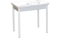 Бронкс фотопечать стол обеденный поворотно-раскладной / белый мрамор/бетон белый/белый