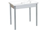 Бронкс фотопечать стол обеденный поворотно-раскладной / белый мрамор/бетон белый/металлик