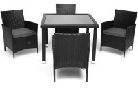 Обеденный сет (стол+4стула) (mod. 210036), черный, ткань: DB-16, серый