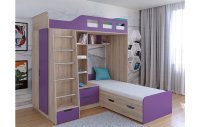 Кровать двухъярусная Астра 4 Сонома/Фиолетовый