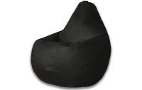 Кресло мешок груша L черная экокожа