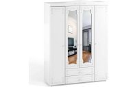 Шкаф 4-х дверный с ящиками и 2-я зеркалами Италия ИТ-63 белое дерево