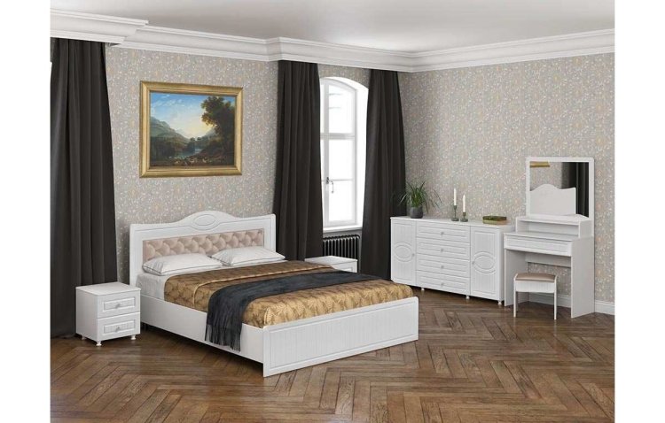 Спальня Монако-5 мягкая спинка белое дерево
