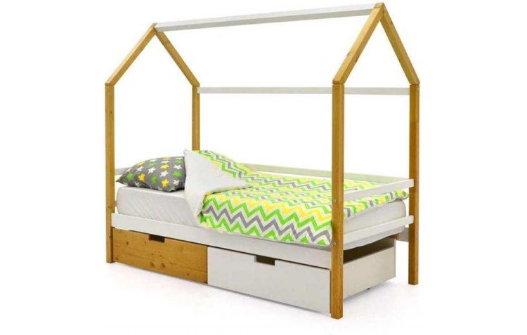 Детская кровать-домик Бельмарко Svogen дерево-белый с ящиками