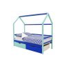 Детская кровать-домик Бельмарко Svogen мятно-синий с ящиками