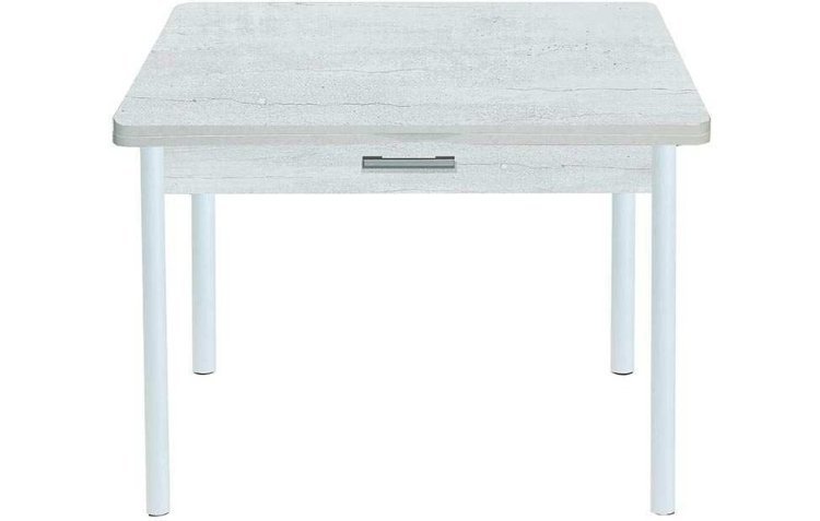 Симпл стол обеденный раскладной с ящиком / бетон белый/белый