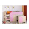 Кровать чердак Астра 9 V8 Дуб молочный/Розовый