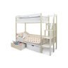 Детская двухярусная кровать Бельмарко Svogen бежево-белый с бортиком и ящиками