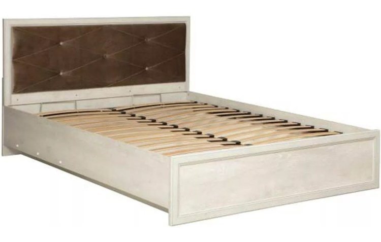 Кровать Сохо 32.26-01 (1400)с под. мех. бетон белый/бетон патина