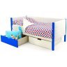 Детская кровать-тахта мягкая Svogen сине-белый с ящиками