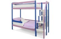 Детская двухярусная кровать Бельмарко Svogen синий-лаванда с бортиком