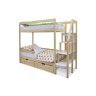 Детская двухярусная кровать Бельмарко Svogen натура (без покрытия) с бортиком и ящиками