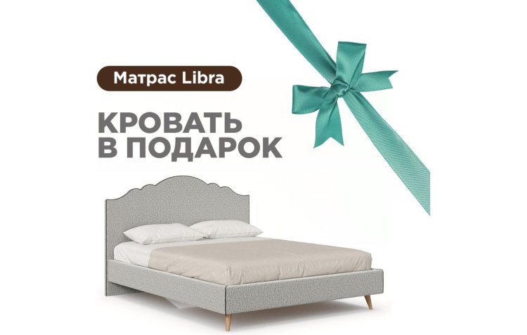 Ариана Кровать 1600 мягкая с матрасом Libra (Светло-серый/Стальной)