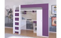 Кровать чердак Астра 10 Белый/Фиолетовый