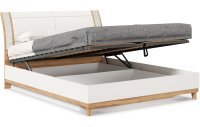 Бари Кровать двуспальная 1600 с подъёмным механизмом (Дуб Золотой/Белый)