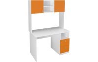Стол письменный с надстройкой Белый/Оранжевый