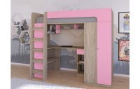 Кровать чердак Астра 10 Сонома/Розовый