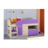 Кровать чердак Астра 9 V4 Дуб молочный/Фиолетовый