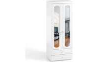 Шкаф 2-х дверный с зеркалами и ящиками (гл.560) Афина АФ-50 белое дерево