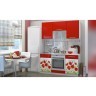 Кухня МДФ 1600 с фотопечатью Маки красные, белые столы