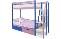 Детская двухярусная кровать Бельмарко Svogen синий-лаванда с ящиками