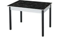 Альфа фотопечать стол обеденный раздвижной / черный мрамор/бетон белый/черный