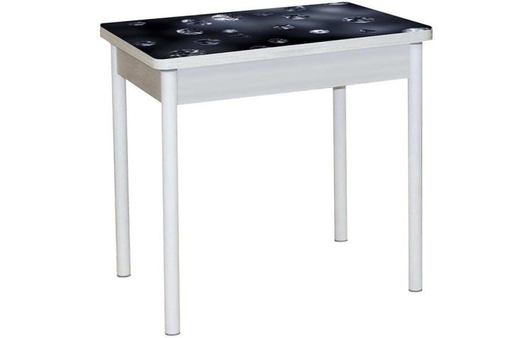 Бронкс фотопечать стол обеденный поворотно-раскладной / кристаллы/бетон белый/белый